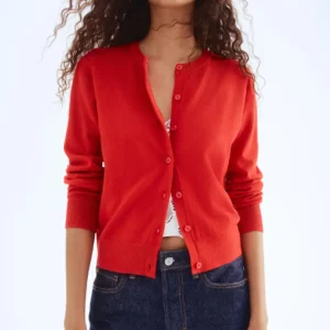 Classic Buttoned Fine Knit Cardigan