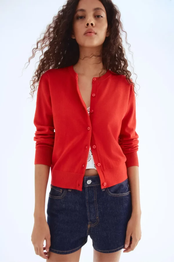 Classic Buttoned Fine Knit Cardigan