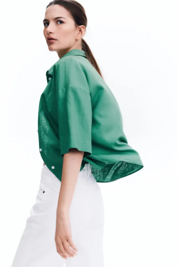 Relaxed Short Sleeve Linen Shirt