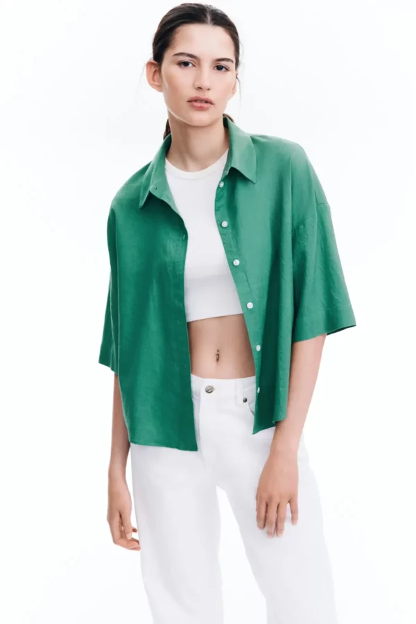 Relaxed Short Sleeve Linen Shirt