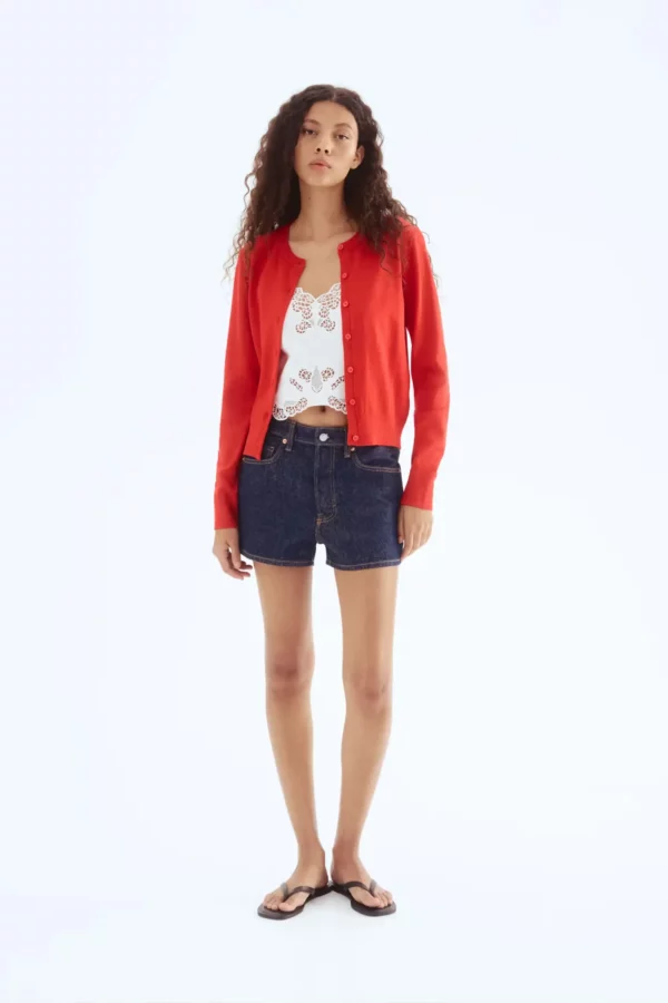 Classic Buttoned Fine Knit Cardigan