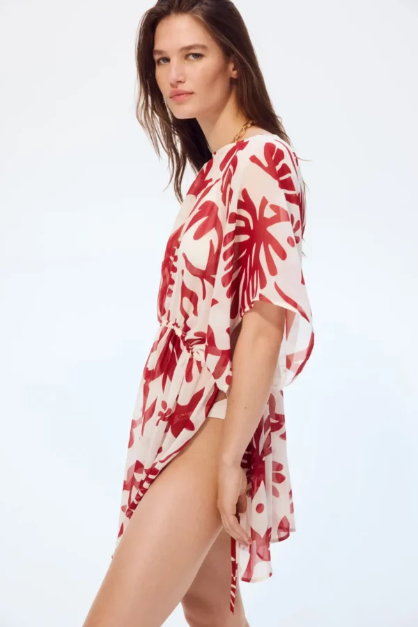 Scarlet Tropic Sheer Cover-Up Dress