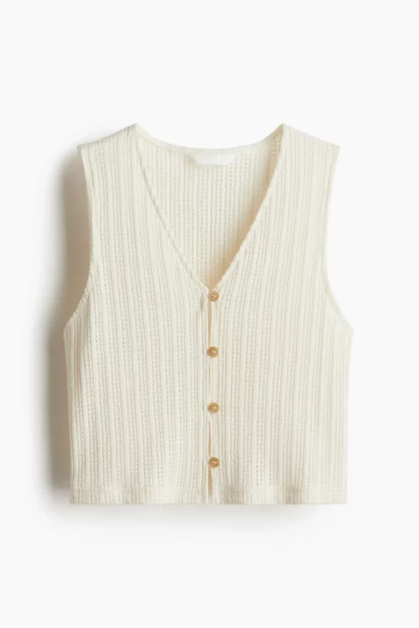 Buttoned Rib Knit Vest